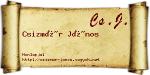 Csizmár János névjegykártya